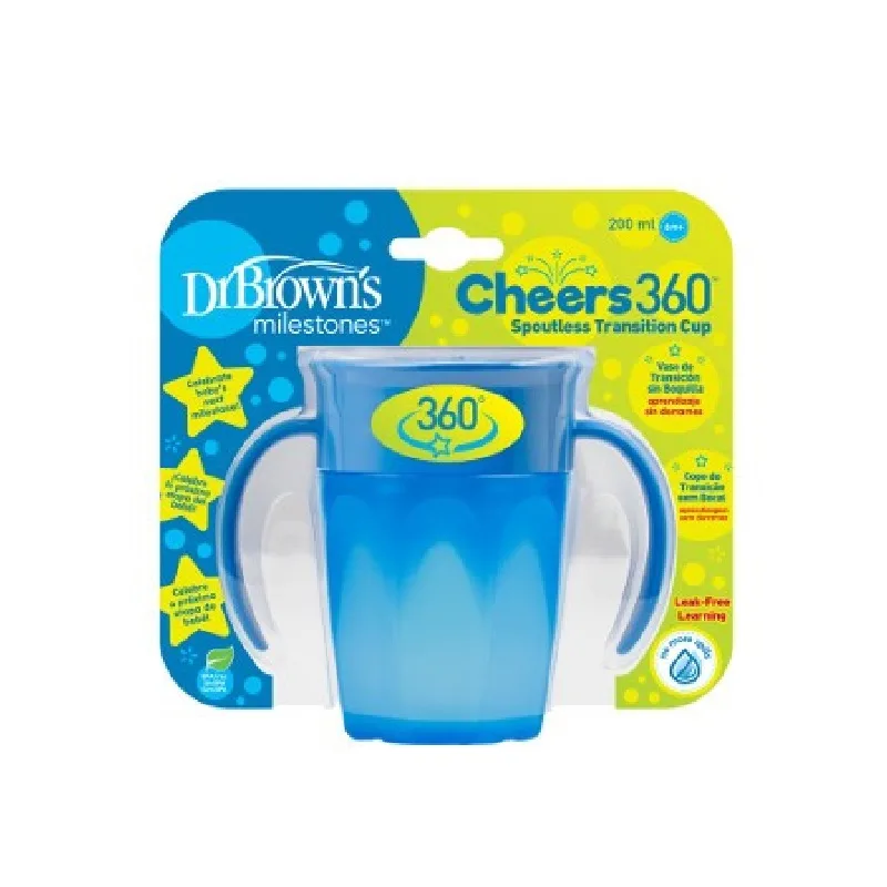 Canita albastra cu manere Cheers 360, 200ml, Dr. Brown's — preț și oferte