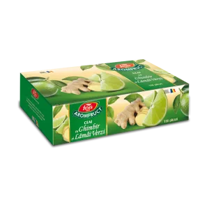 Ceai cu ghimbir si lamai verzi Aromafruct, 100 plicuri, Fares