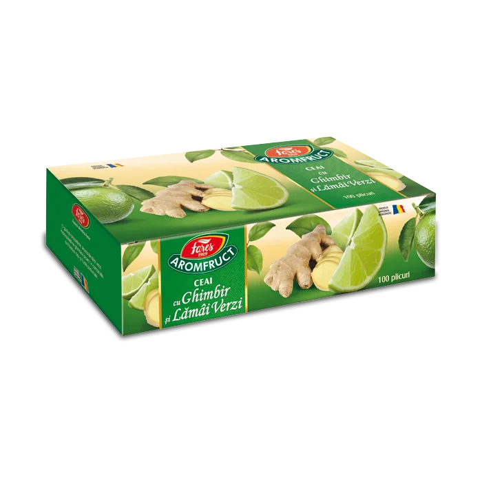 Ceai cu ghimbir si lamai verzi Aromafruct, 100 plicuri, Fares — preț și oferte