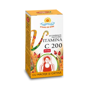 Vitamina C 200mg cu macese si catina, 60 comprimate, Fares