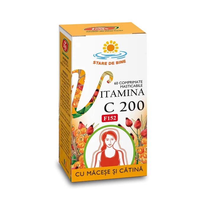 Vitamina C 200mg cu macese si catina, 60 comprimate, Fares — preț și oferte