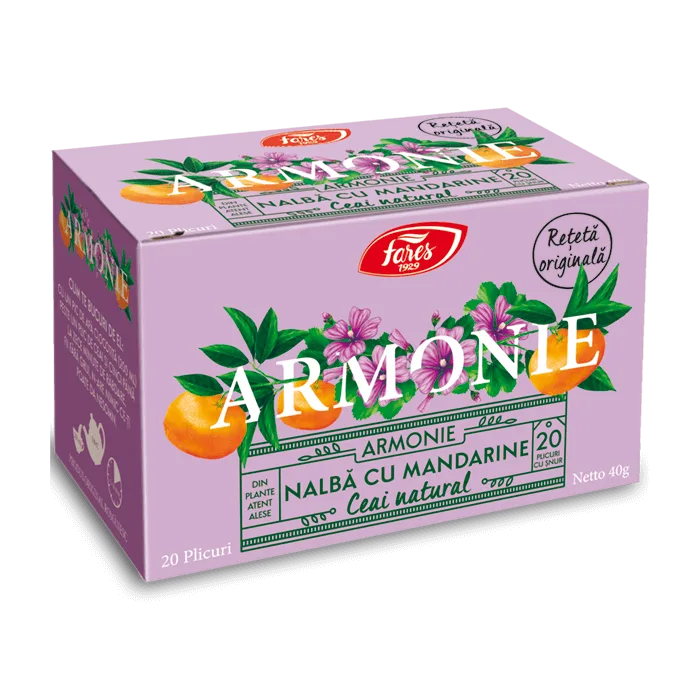 Ceai de nalba cu mandarine Armonie, 20 plicuri, Fares — preț și oferte