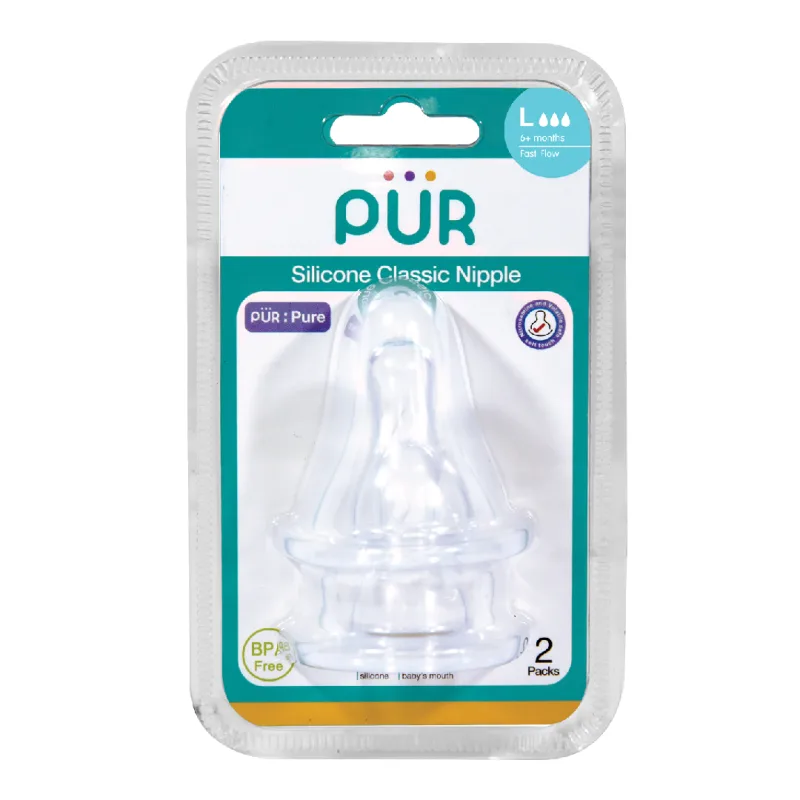 Set 2 tetine silicon Classic, marime L, +6 luni, PUR PUR BABY — preț și oferte