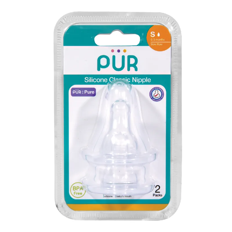 Set 2 tetine silicon Classic, marime S, 0-3 luni, PUR PUR BABY — preț și oferte