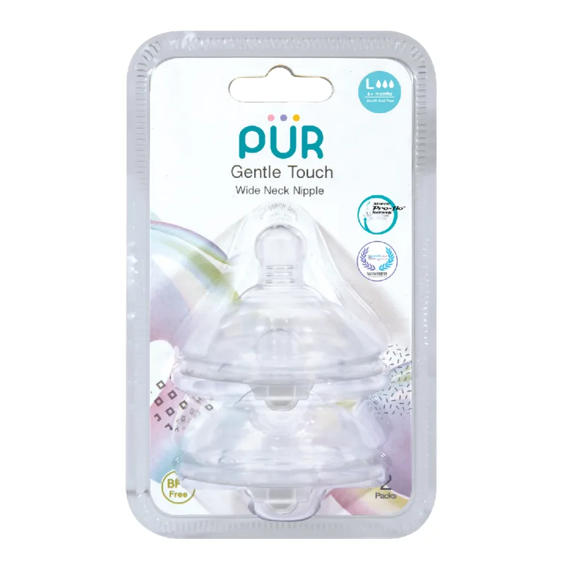 Set 2 tetine silicon Gentle Touch, marime L, +6 luni, PUR PUR BABY — preț și oferte