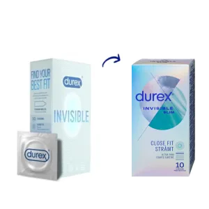 Prezervative Invisible Extra Thin Extra Sensitive, 10 bucati, Durex