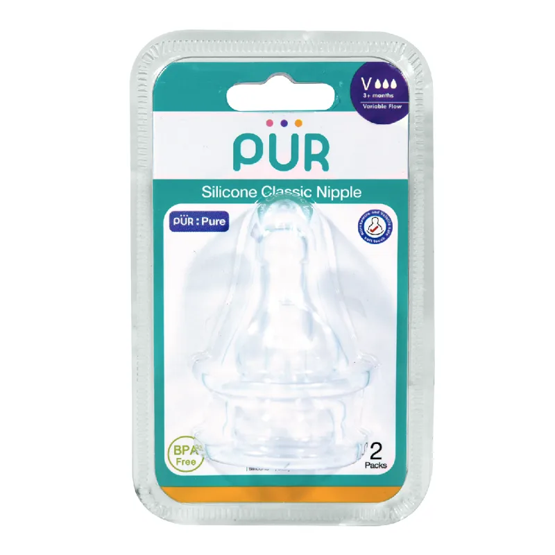 Set 2 tetine silicon Classic, marime V, 0-3 luni, PUR PUR BABY — preț și oferte