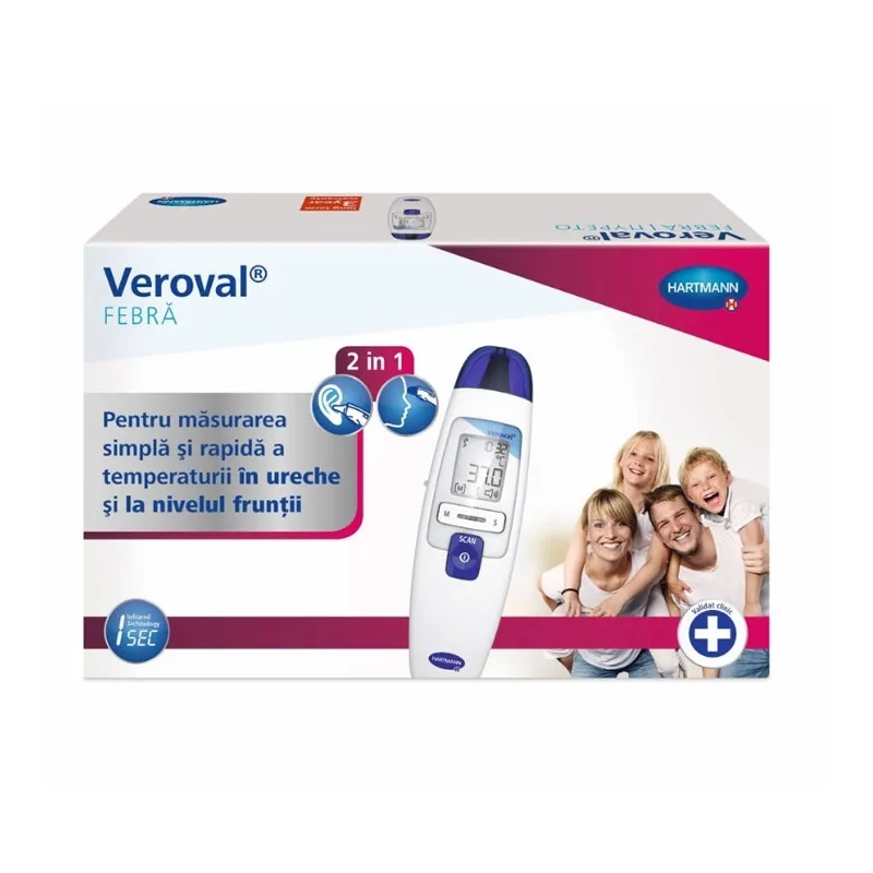 Termometru 2 in 1 pentru frunte si ureche Veroval, 1 bucata, Hartmann — preț și oferte