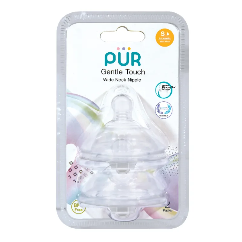 Set 2 tetine silicon Gentle Touch, marime S, 0-3 luni, PUR PUR BABY — preț și oferte
