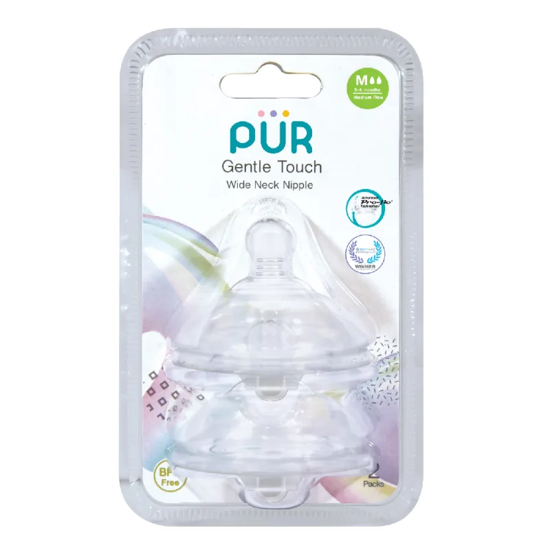 Set 2 tetine silicon Gentle Touch, marime M, 3-6 luni, PUR PUR BABY — preț și oferte
