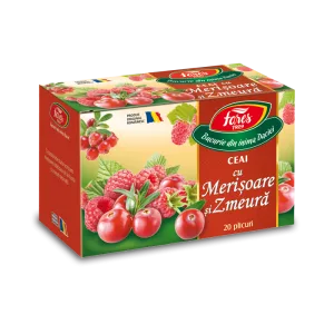 Ceai cu merisoare si zmeura Aromfruct, 20 plicuri, Fares