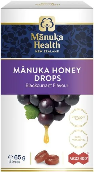 Dropsuri cu miere de Manuka MGO 400+ si coacaze, 65g, Manuka Health — preț și oferte
