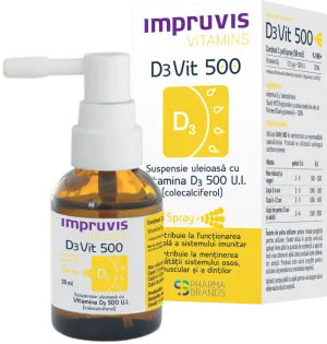Suspensie uleioasa cu Vitamina D3 D3Vit 500, 20ml, Pharma Brands