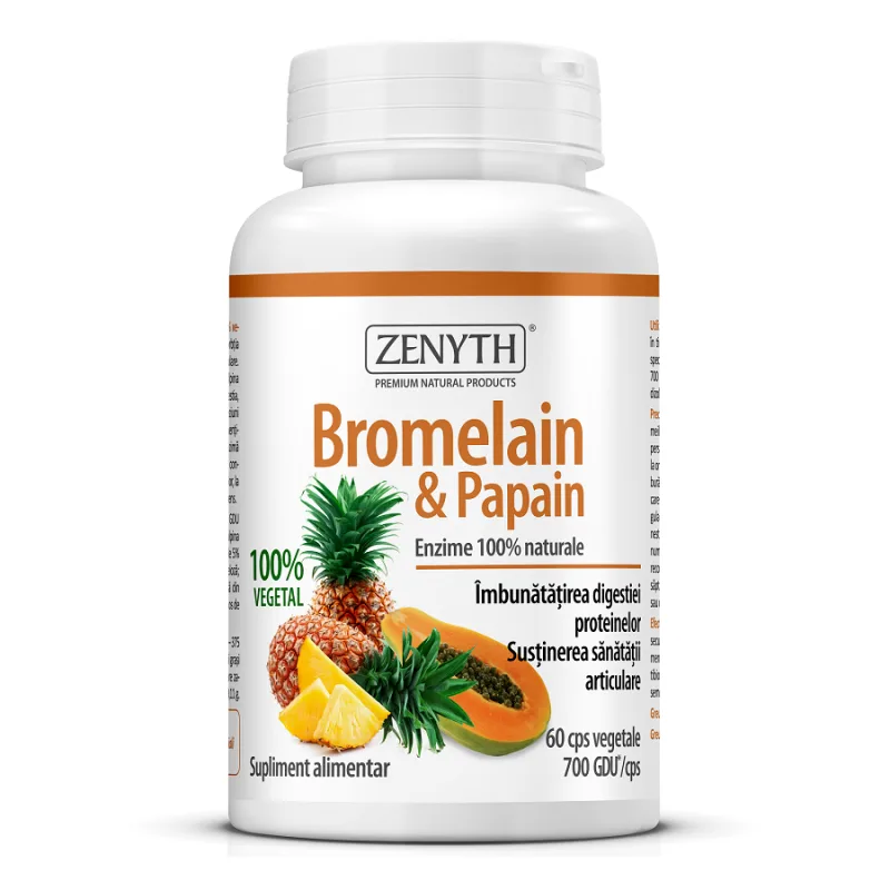 Bromelain si Papain, 60 capsule, Zenyth — preț și oferte