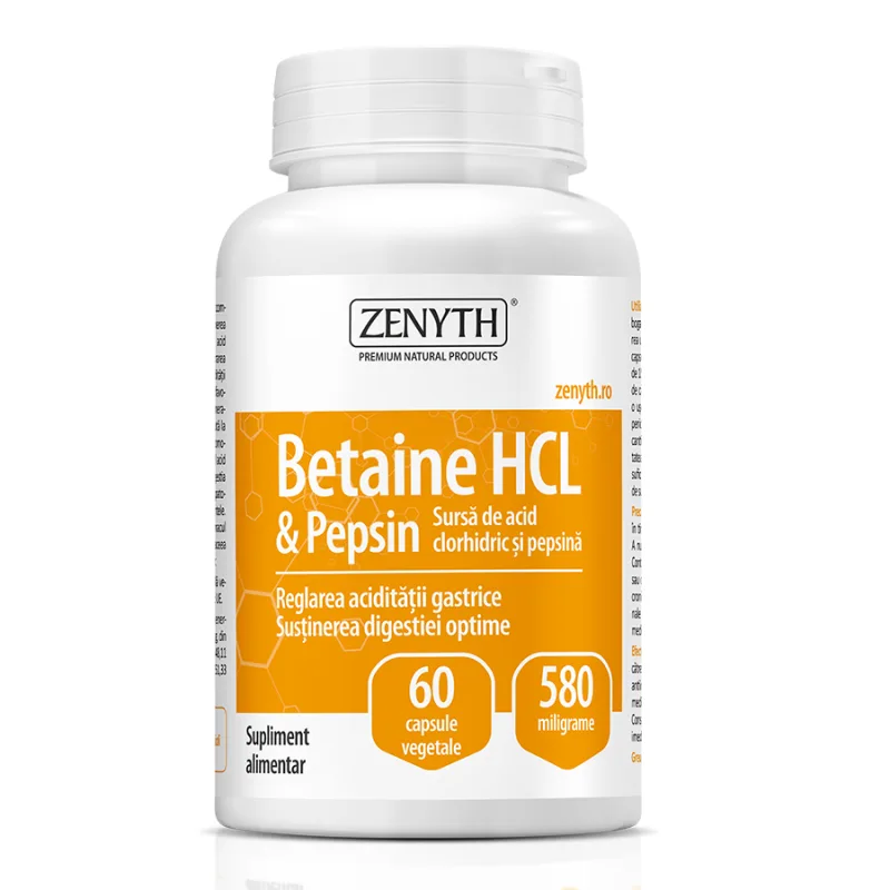 Betaine HCL si Pepsin, 60 capsule, Zenyth — preț și oferte