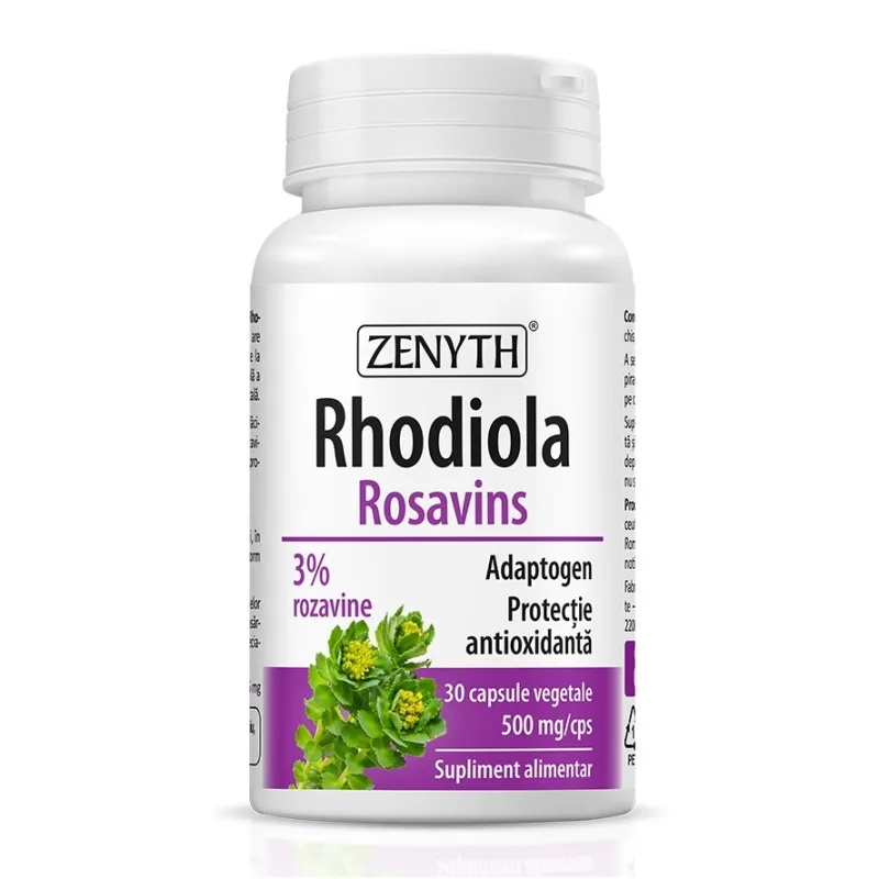 Rhodiola Rosavins 500mg, 30 capsule vegetale, Zenyth — preț și oferte