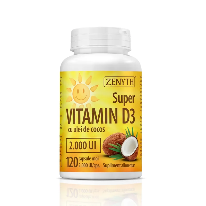Super Vitamina D3 cu ulei de cocos, 120 capsule, Zenyth — preț și oferte