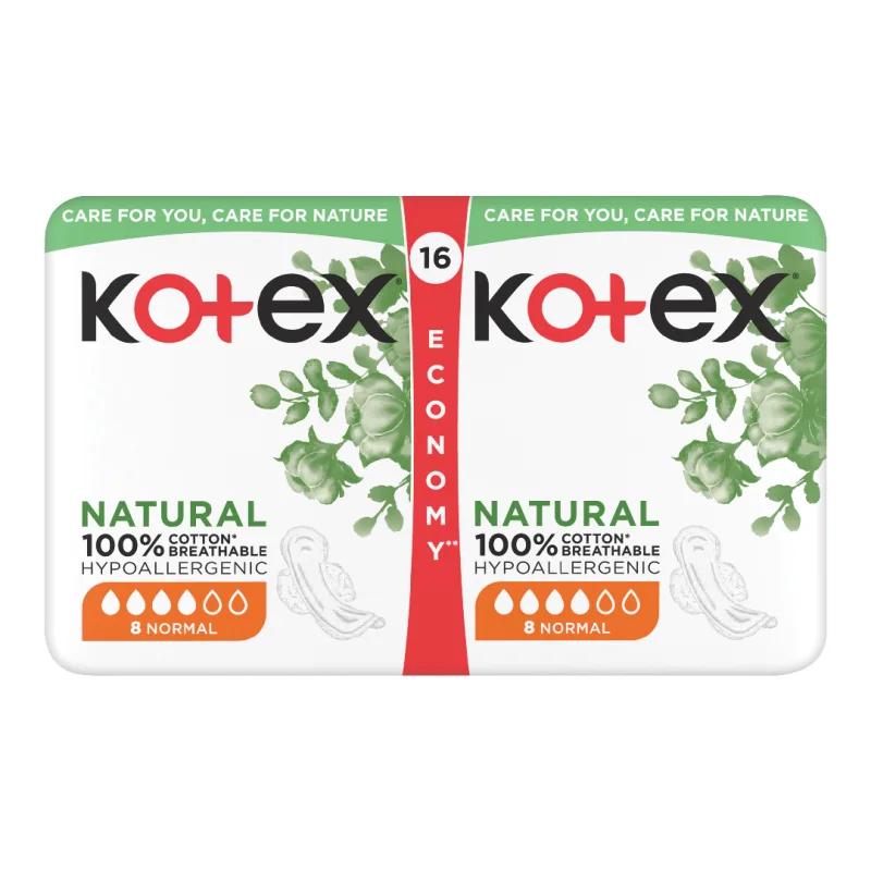 Absorbante Natural Normal, 16 bucati, Kotex — preț și oferte