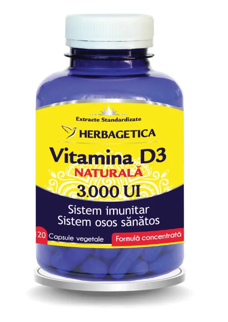 Vitamina D3 Naturala 3000 UI, 120 capsule vegetale, Herbagetica — preț și oferte