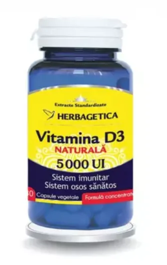 Vitamina D3 Naturala 5000 UI, 30 capsule vegetale, Herbagetica — preț și oferte