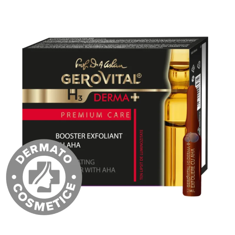 Fiole Booster exfoliant cu AHA Gerovital H3 Derma+ Premium Care, 4 x 2ml, Gerovital — preț și oferte
