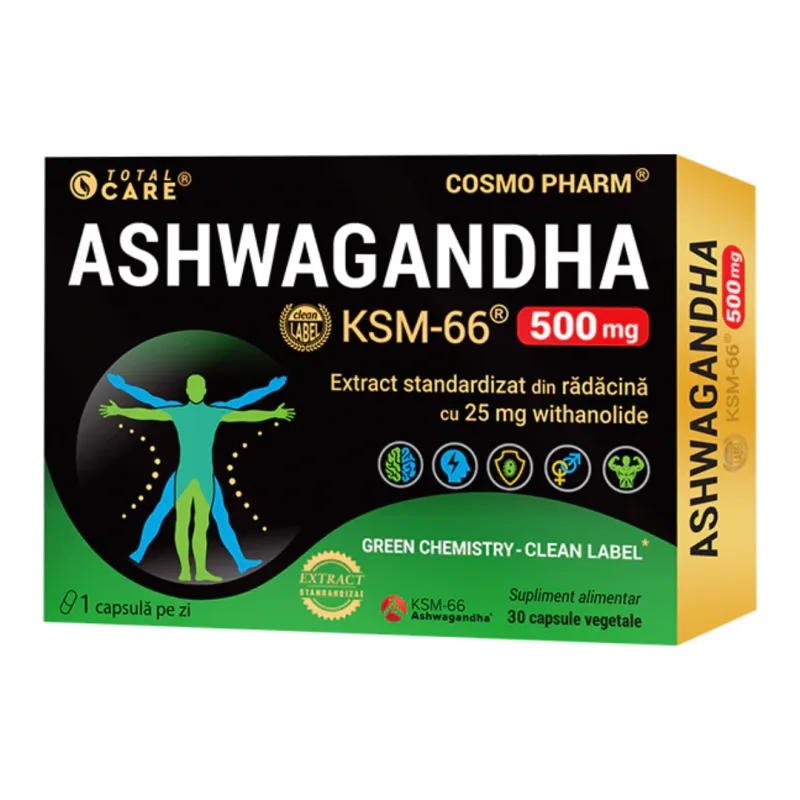 Ashwagandha KSM-66 500mg, 30 capsule, Cosmo Pharm — preț și oferte