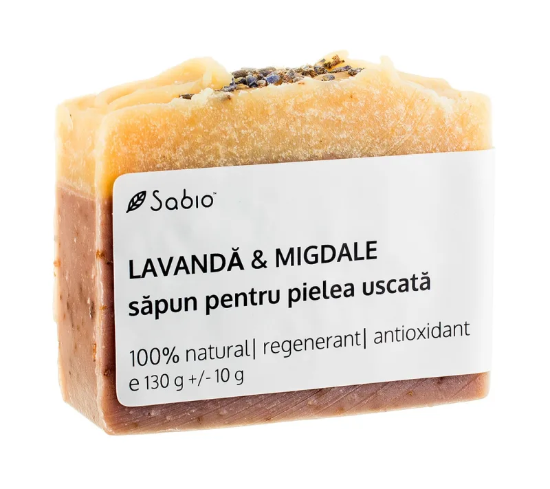 Sapun natural pentru pielea uscata cu lavanda si migdale, 130g, Sabio — preț și oferte