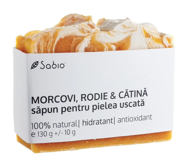 Sapun natural pentru pielea uscata cu morcovi + rodie si catina, 130g, Sabio — preț și oferte