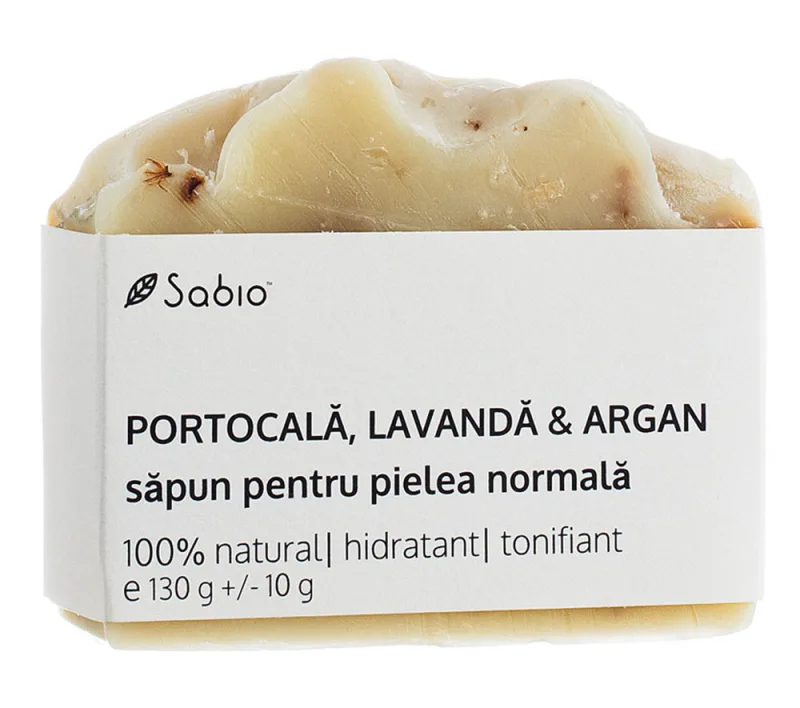 Sapun natural pentru pielea normala cu portocala, argan si lavanda, 130g, Sabio — preț și oferte