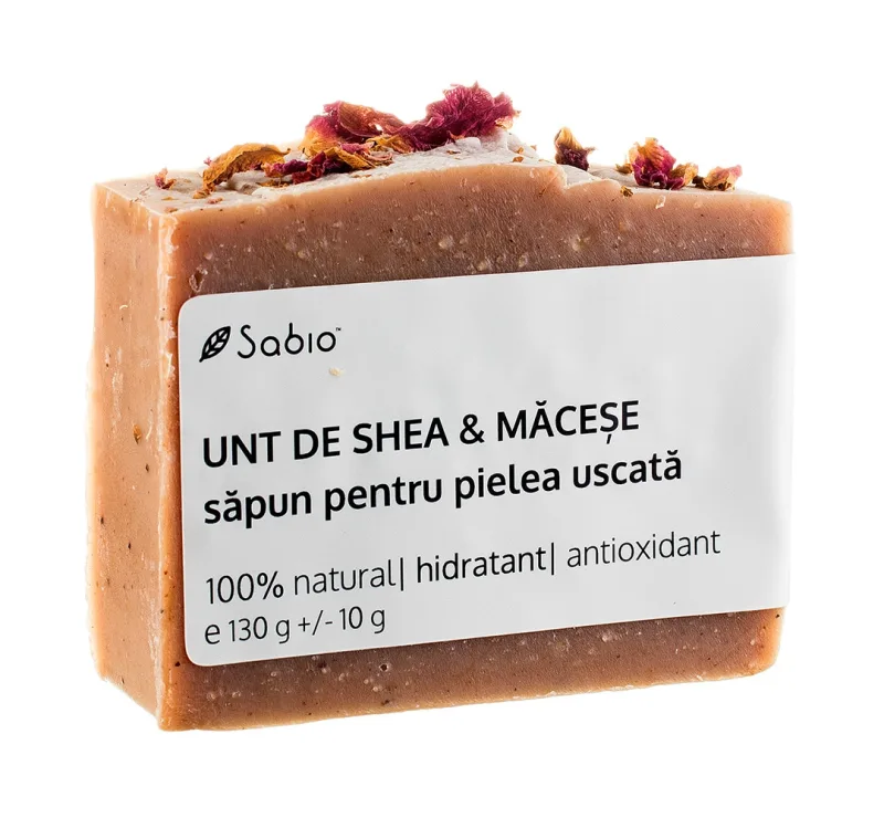 Sapun pentru pielea uscata cu unt de shea si macese, 130g, Sabio — preț și oferte