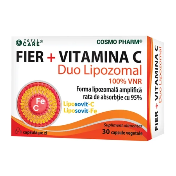 Fier + Vitamina C Duo Lipozomal, 30 capsule, Cosmo Pharm — preț și oferte