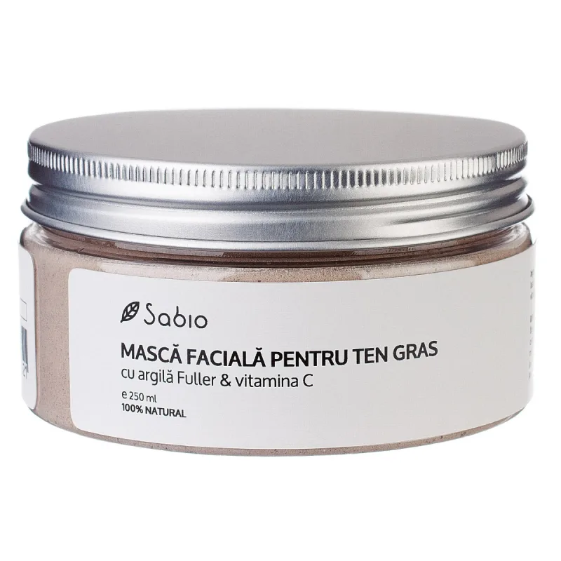 Masca faciala pentru ten gras, mixt si acneic cu Argila Fuller + Vitamina C, 250ml, Sabio — preț și oferte