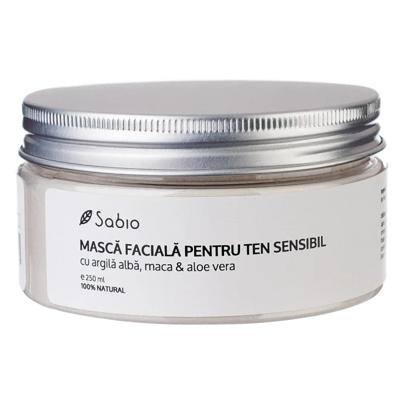 Masca faciala pentru ten sensibil cu argila alba + maca si aloe vera, 250ml, Sabio — preț și oferte