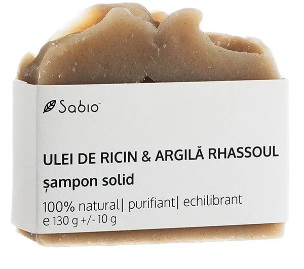 Sampon solid de Ricin si Argila Rhassoul, 130g, Sabio — preț și oferte
