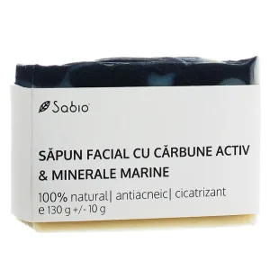 Sapun facial cu carbune activ si minerale marine, 130g, Sabio