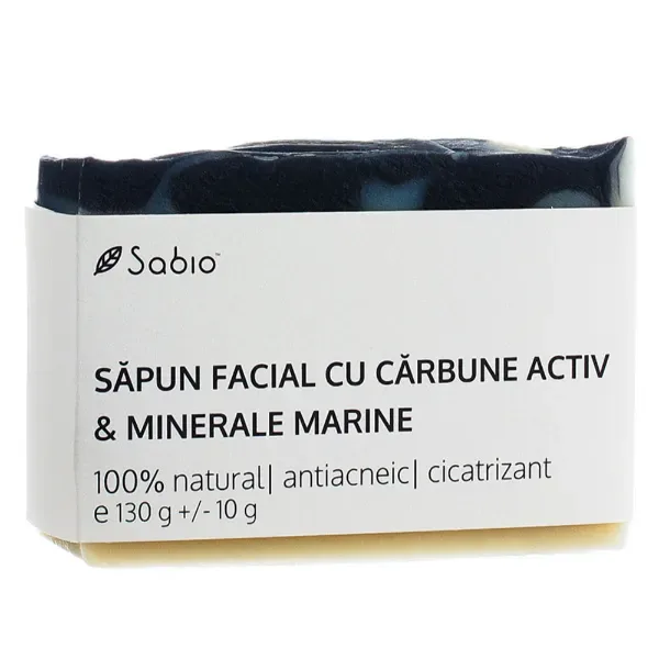 Sapun facial cu carbune activ si minerale marine, 130g, Sabio — preț și oferte
