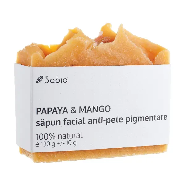 Sapun facial natural anti-pete pigmentare cu papaya si mango, 130g, Sabio — preț și oferte