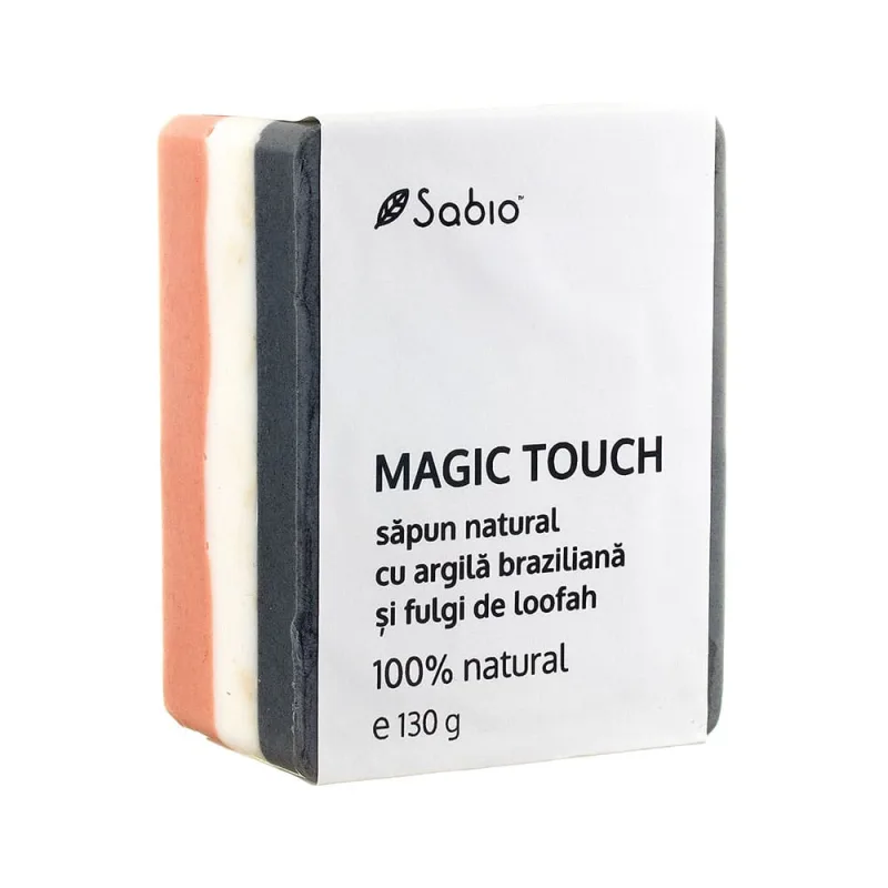 Sapun natural cu argila braziliana si fulgi de loofah Magic Touch, 135g, Sabio — preț și oferte