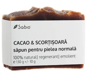 Sapun natural pentru pielea normala cu cacao si scortisoara, 130g, Sabio