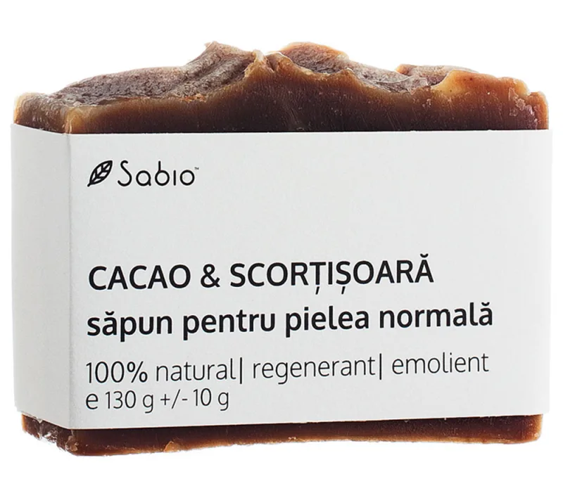 Sapun natural pentru pielea normala cu cacao si scortisoara, 130g, Sabio — preț și oferte