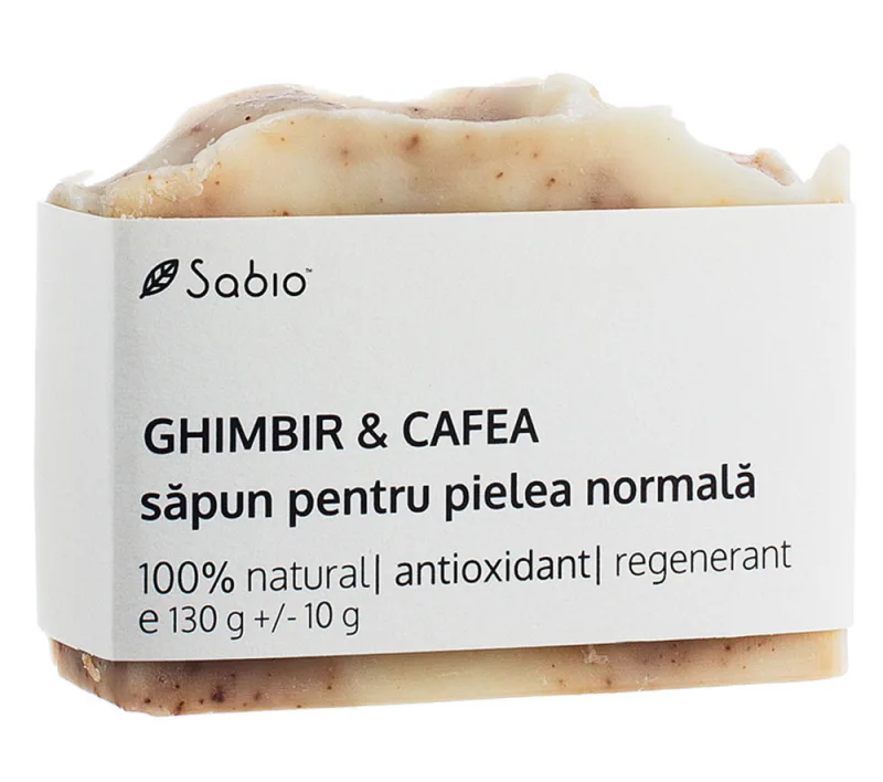 Sapun natural pentru pielea normala cu ghimbir si cafea, 130g, Sabio — preț și oferte