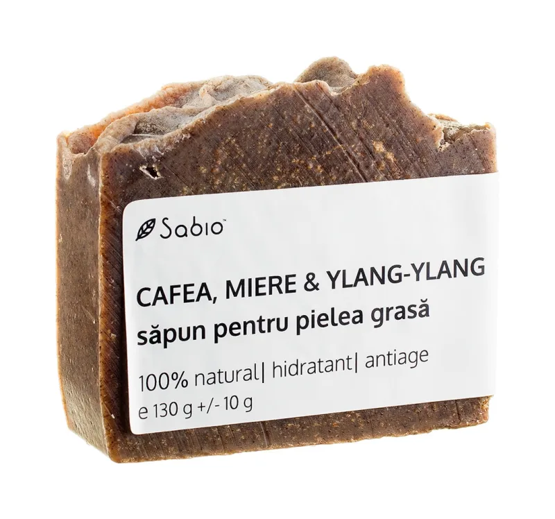 Sapun natural pentru pielea grasa cu cafea + miere și ylang-ylang, 130g, Sabio — preț și oferte