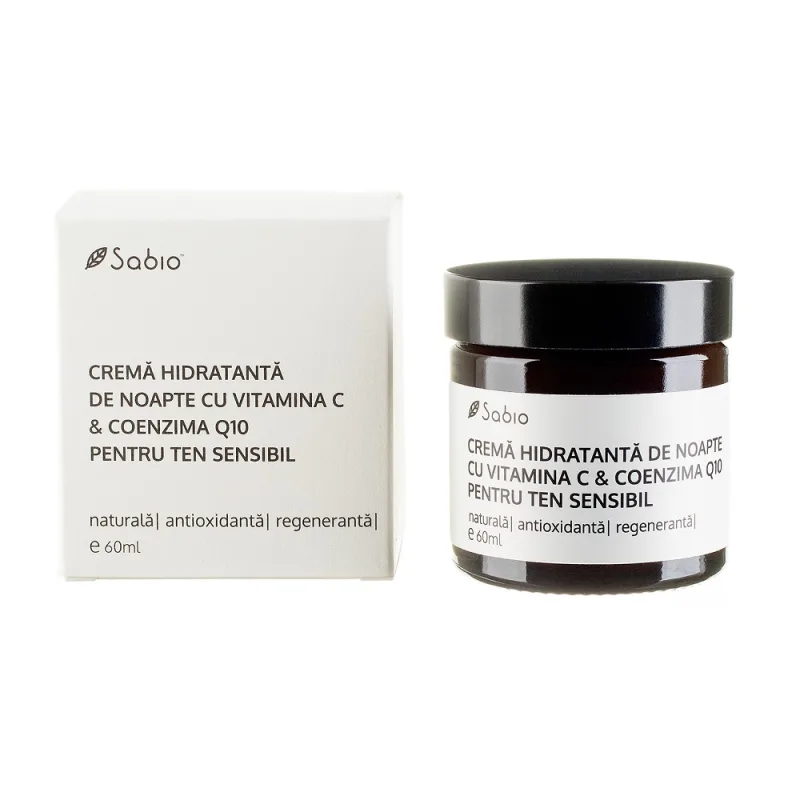 Crema hidratanta de noapte pentru ten sensibil cu vitamina C si coenzima Q10, 60ml, Sabio — preț și oferte