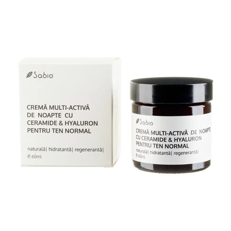 Crema multi-activa de noapte pentru ten normal cu ceramide si hyaluron, 60ml, Sabio — preț și oferte