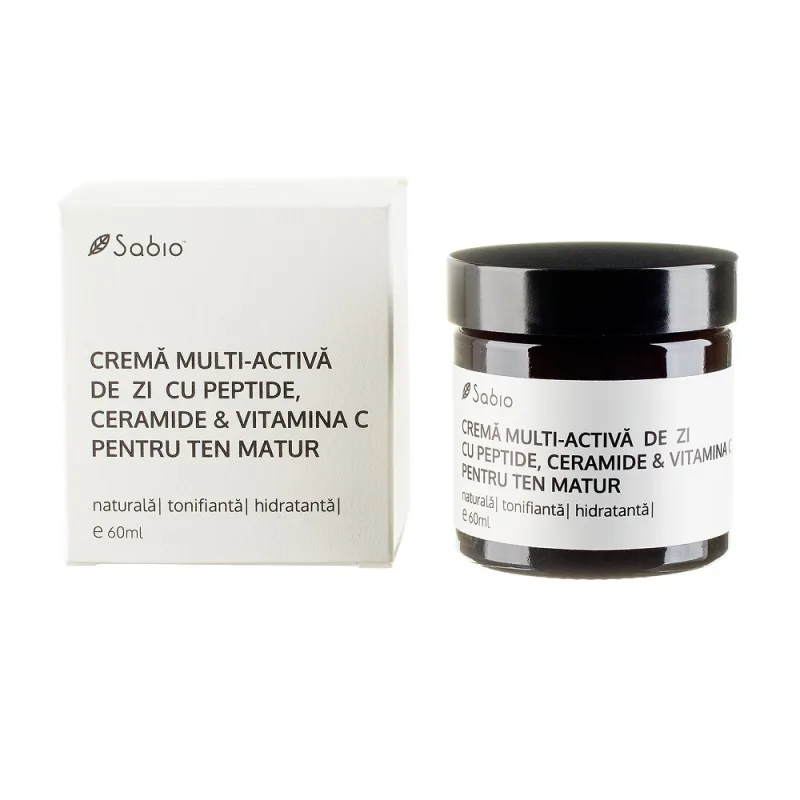 Crema multi-activa de zi pentru ten matur cu peptide + ceramide si vitamina C, 60ml, Sabio — preț și oferte