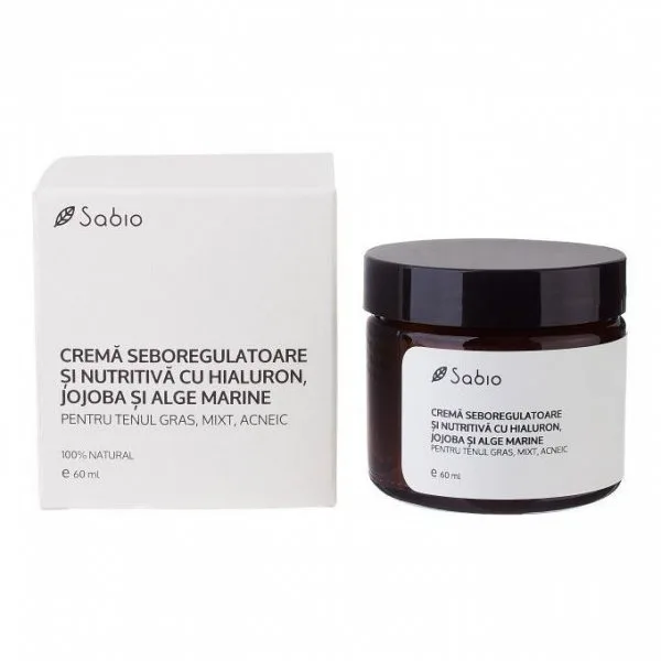 Crema seboregulatoare si nutrit cu acid hialuronic + jojoba si alge marine, 60ml, Sabio — preț și oferte