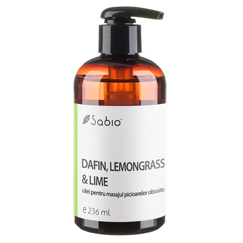 Ulei pentru masajul picioarelor obosite cu dafin + lemongrass si lime, 236ml, Sabio — preț și oferte