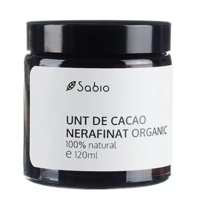 Unt de cacao nerafinat organic, 120ml, Sabio — preț și oferte
