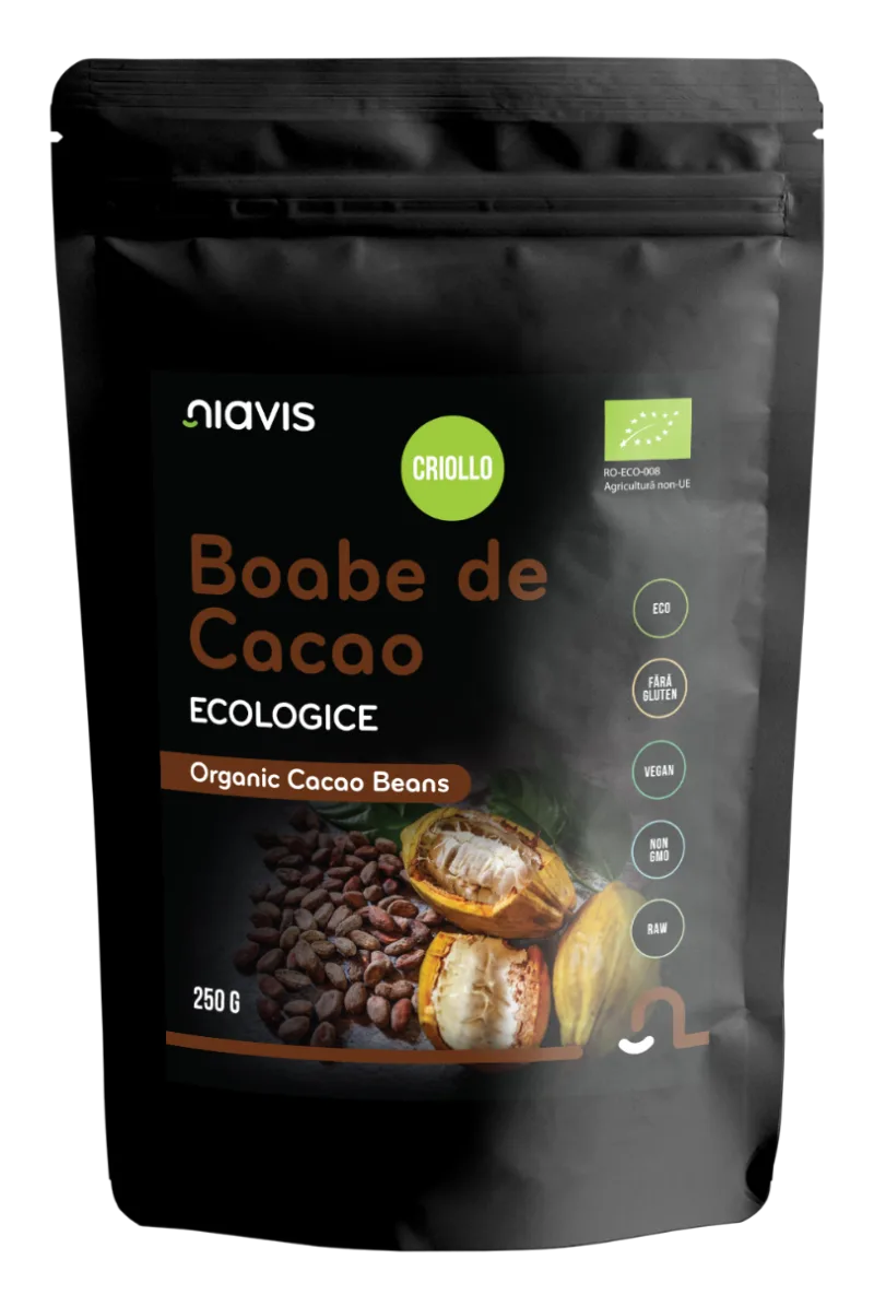 Boabe de cacao intregi ecologice, 250g, Niavis — preț și oferte