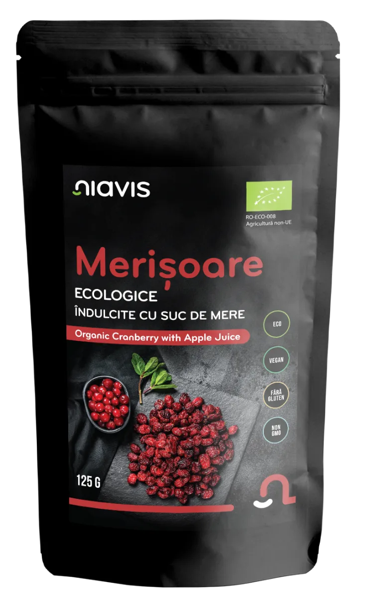 Merisoare ecologice indulcite cu suc de mere, 125g, Niavis — preț și oferte